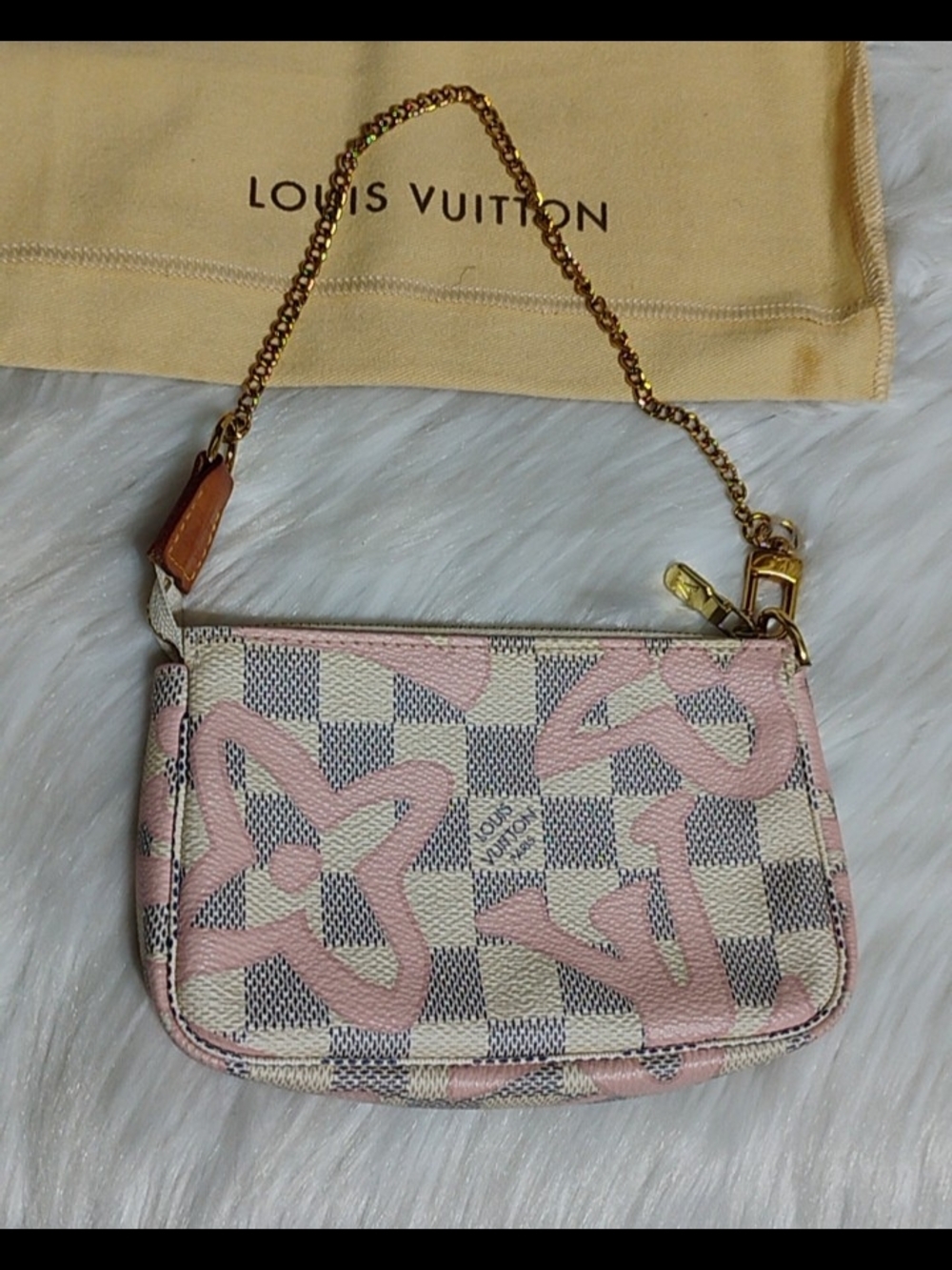 SALE! Louis Vuitton Damier Azur Tahiti Mini Accessory Pouch W/DB/Box - Picture 3 of 11